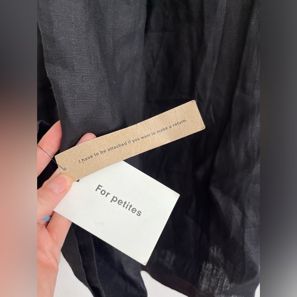 Reformation Birch Jumpsuit Black 100% linen belted wide leg size 8 petite - Picture 11 of 16